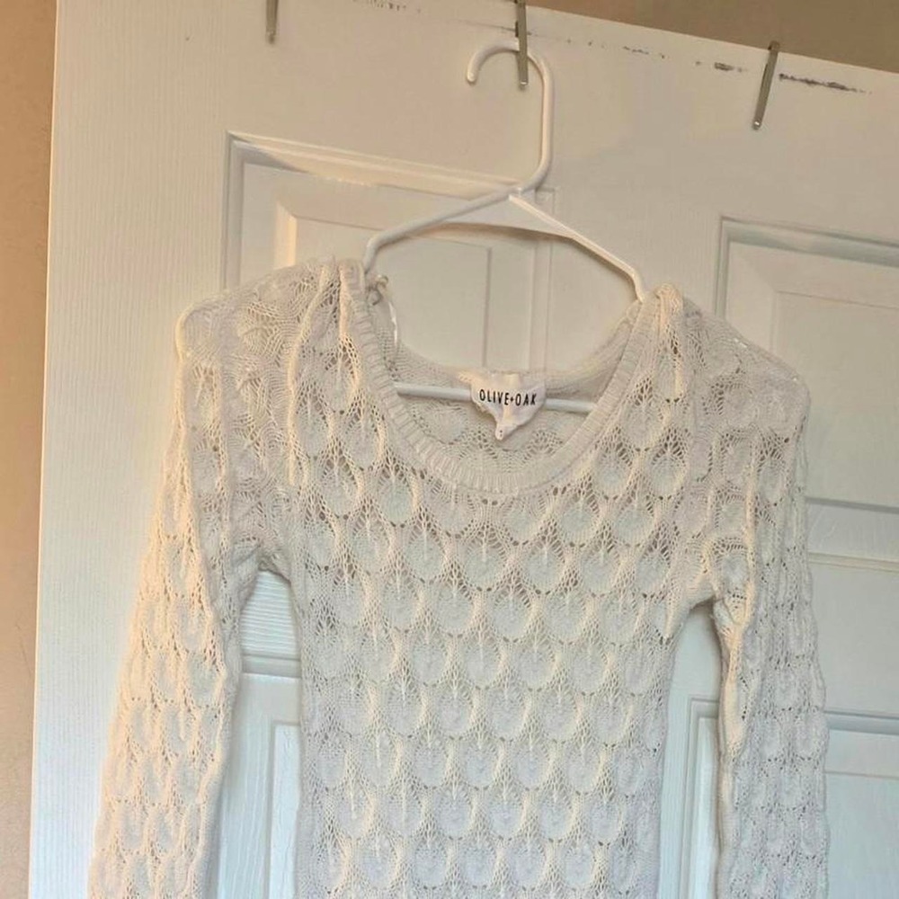 Olive + Oak white lace knit sweater dress with smooth dress underneath xs